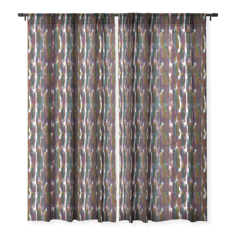 Ninola Design Rustic texture Dark red Sheer Window Curtain