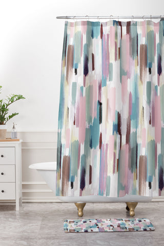 Ninola Design Rustic texture Pastel Shower Curtain And Mat