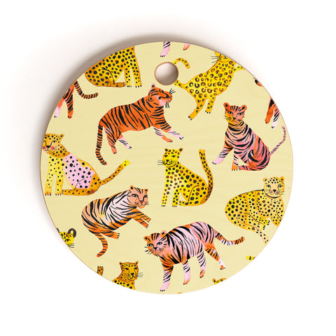 Ninola Design Safari Tigers Leopards Savanna Cutting Board Round