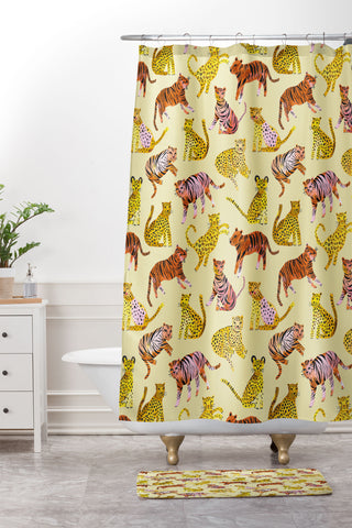 Ninola Design Safari Tigers Leopards Savanna Shower Curtain And Mat