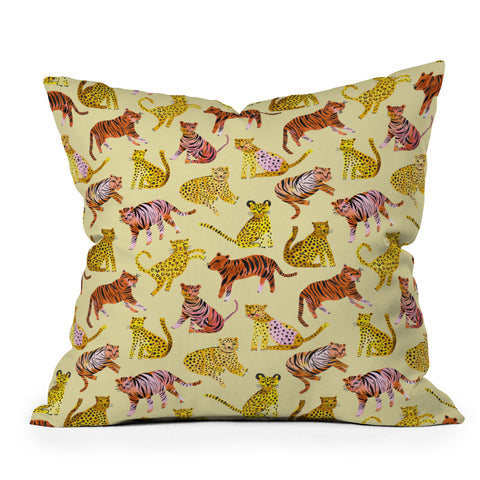 Ninola Design Safari Tigers Leopards Savanna Throw Pillow