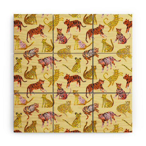 Ninola Design Safari Tigers Leopards Savanna Wood Wall Mural