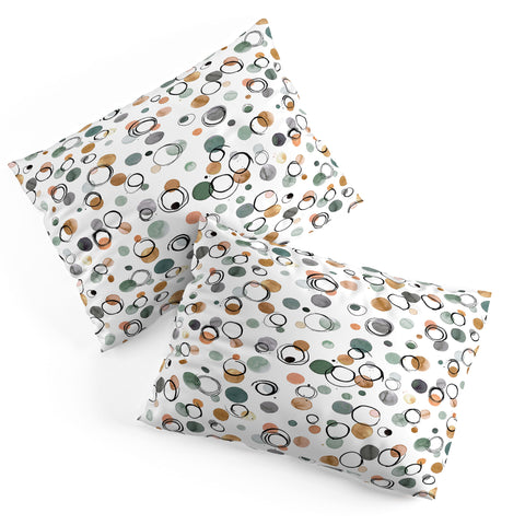 Ninola Design Scribble dots Gold green Pillow Shams