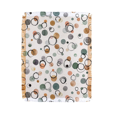 Ninola Design Scribble dots Gold green Throw Blanket