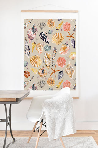 Ninola Design Sea shells Sand beige Art Print And Hanger