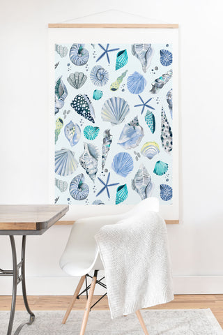 Ninola Design Sea shells Soft blue Art Print And Hanger