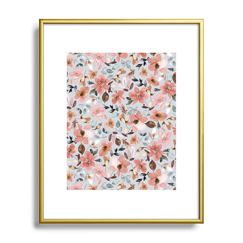 Ninola Design Serenity flowers Blue Romance Metal Framed Art Print