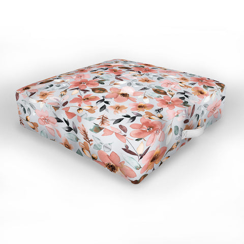 Ninola Design Serenity flowers Blue Romance Outdoor Floor Cushion