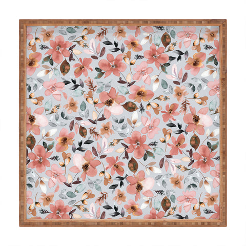 Ninola Design Serenity flowers Blue Romance Square Tray