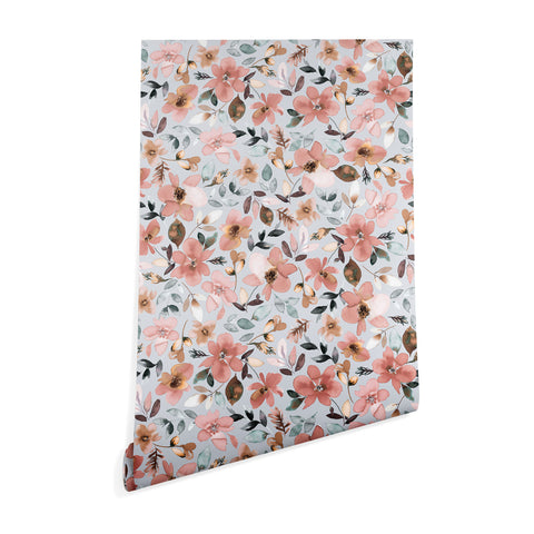 Ninola Design Serenity flowers Blue Romance Wallpaper