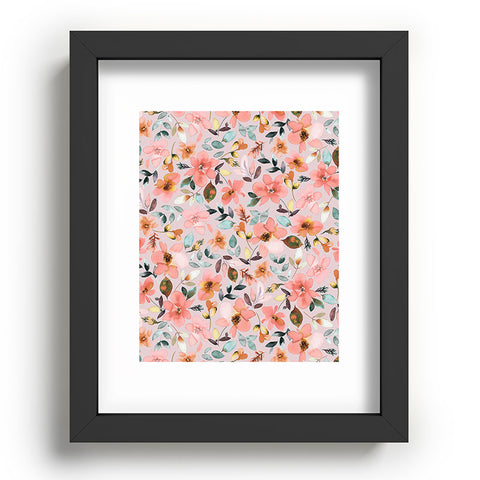 Ninola Design Serenity flowers Pink Romance Recessed Framing Rectangle