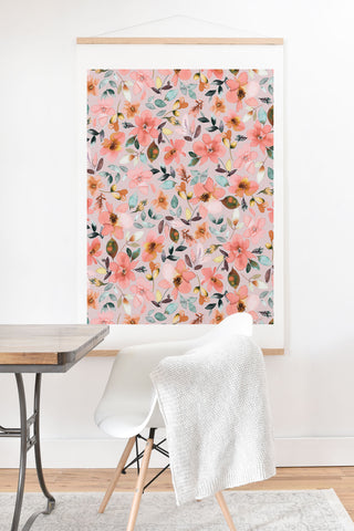 Ninola Design Serenity flowers Pink Romance Art Print And Hanger
