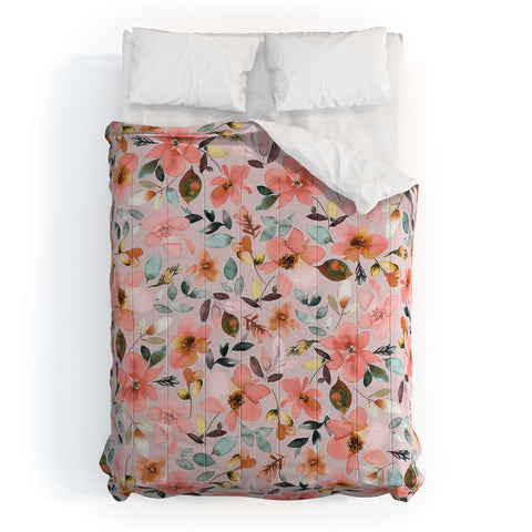 Ninola Design Serenity flowers Pink Romance Comforter