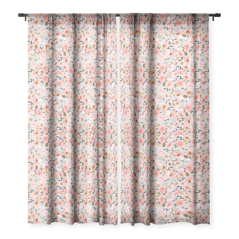 Ninola Design Serenity flowers Pink Romance Sheer Window Curtain