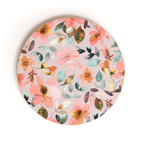 Ninola Design Serenity flowers Pink Romance Cutting Board Round