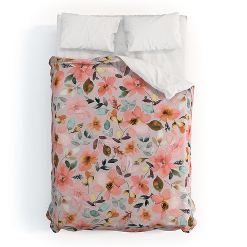 Ninola Design Serenity flowers Pink Romance Duvet Cover