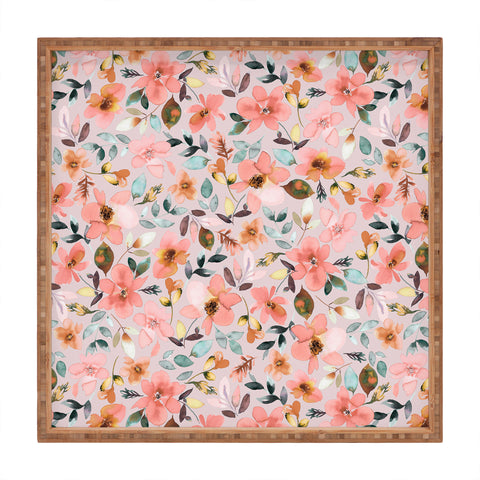 Ninola Design Serenity flowers Pink Romance Square Tray