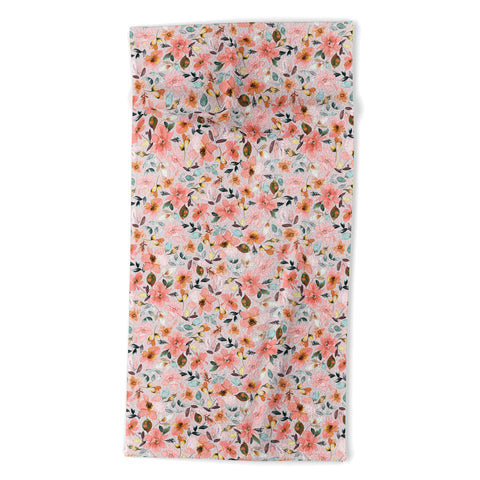 Ninola Design Serenity flowers Pink Romance Beach Towel
