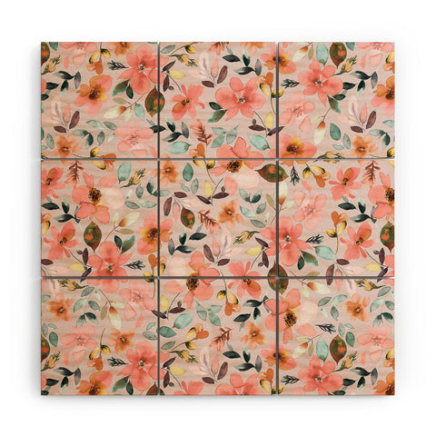 Ninola Design Serenity flowers Pink Romance Wood Wall Mural