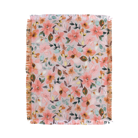 Ninola Design Serenity flowers Pink Romance Throw Blanket