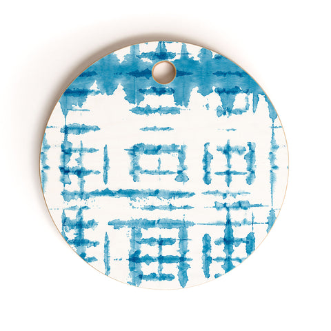 Ninola Design Shibori Checks Stripes Cutting Board Round