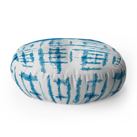 Ninola Design Shibori Checks Stripes Floor Pillow Round