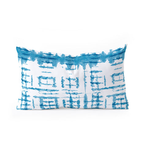 Ninola Design Shibori Checks Stripes Oblong Throw Pillow