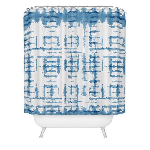 Ninola Design Shibori Checks Stripes Shower Curtain