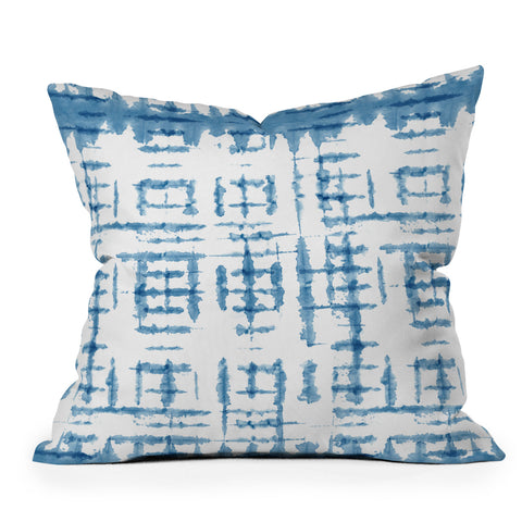 Ninola Design Shibori Checks Stripes Throw Pillow