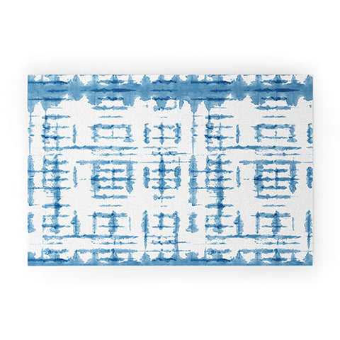 Ninola Design Shibori Checks Stripes Welcome Mat