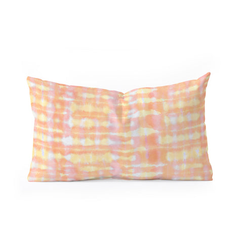 Ninola Design Shibori Plaids Checks Summer Oblong Throw Pillow