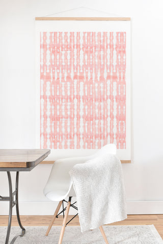 Ninola Design Shibori Plaids Stripes Coral Art Print And Hanger