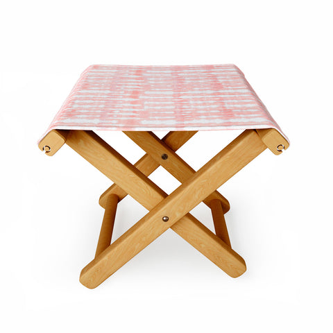 Ninola Design Shibori Plaids Stripes Coral Folding Stool