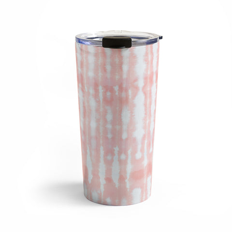 Ninola Design Shibori Plaids Stripes Coral Travel Mug