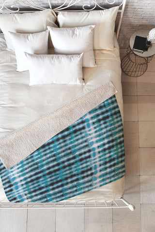 Ninola Design Shibori Plaids Stripes Fleece Throw Blanket