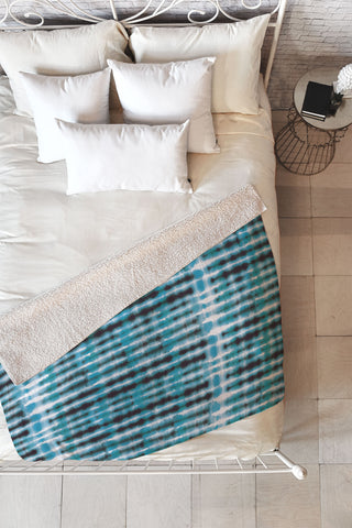 Ninola Design Shibori Plaids Stripes Fleece Throw Blanket