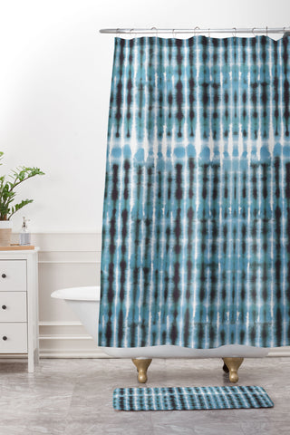 Ninola Design Shibori Plaids Stripes Shower Curtain And Mat