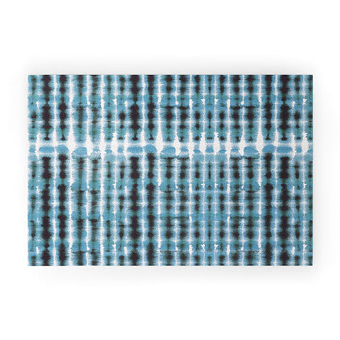 Ninola Design Shibori Plaids Stripes Welcome Mat