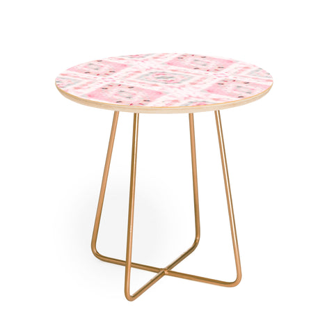 Ninola Design Shibori Vintage Boho Pink Round Side Table