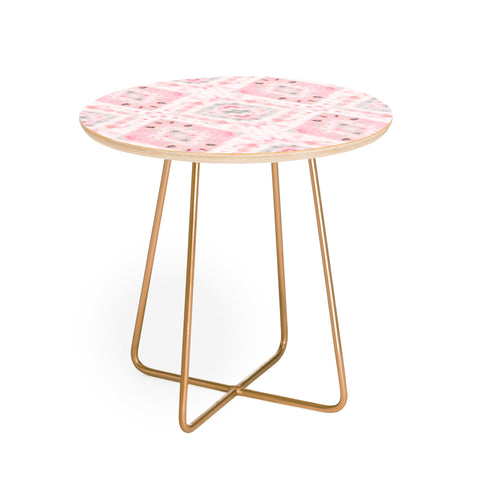 Ninola Design Shibori Vintage Boho Pink Round Side Table