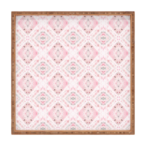 Ninola Design Shibori Vintage Boho Pink Square Tray