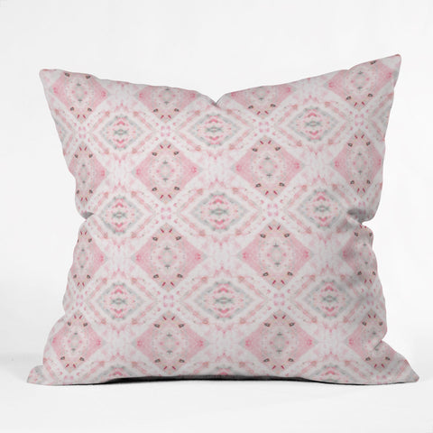 Ninola Design Shibori Vintage Boho Pink Outdoor Throw Pillow