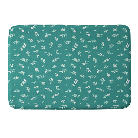 Ninola Design Small leaves botanical Pine Green Memory Foam Bath Mat