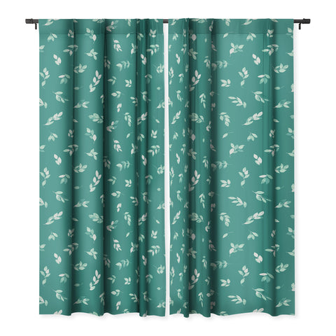 Ninola Design Small leaves botanical Pine Green Blackout Non Repeat