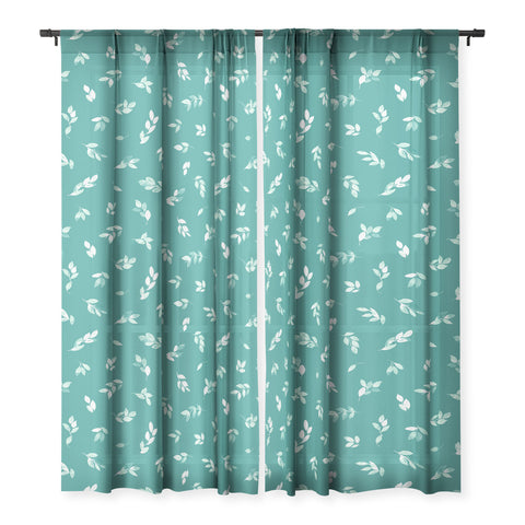 Ninola Design Small leaves botanical Pine Green Sheer Non Repeat