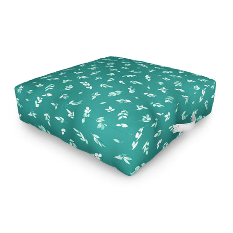 Ninola Design Small leaves botanical Pine Green Outdoor Floor Cushion