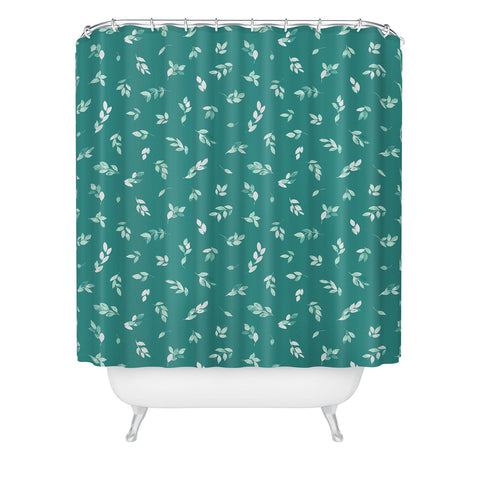 Ninola Design Small leaves botanical Pine Green Shower Curtain