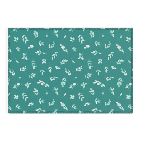 Ninola Design Small leaves botanical Pine Green Outdoor Rug