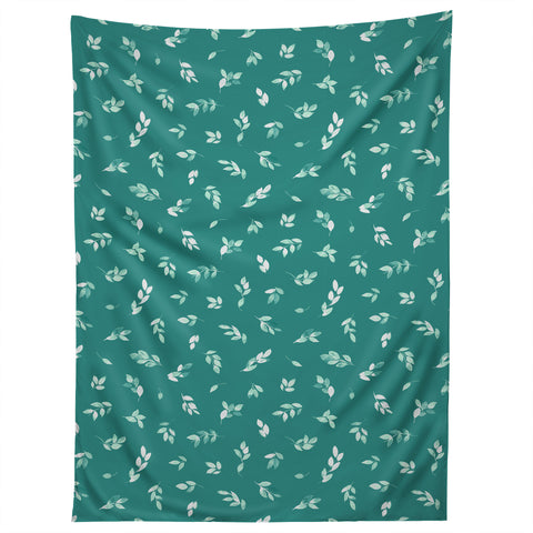Ninola Design Small leaves botanical Pine Green Tapestry