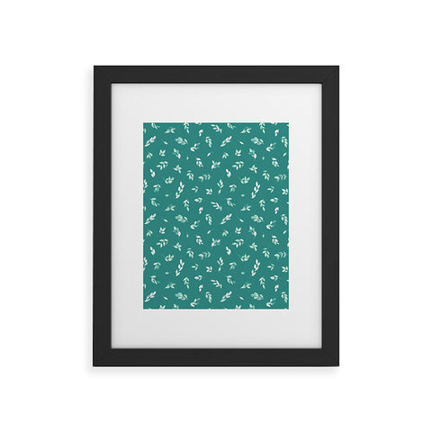 Ninola Design Small leaves botanical Pine Green Framed Art Print